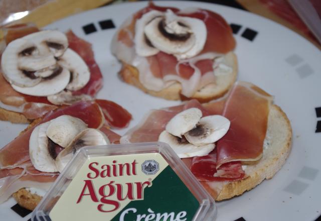 Tartine St Agur et jambon cru