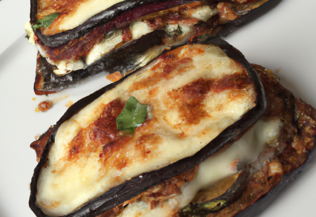 Croque monsieur aux aubergines et mozzarella