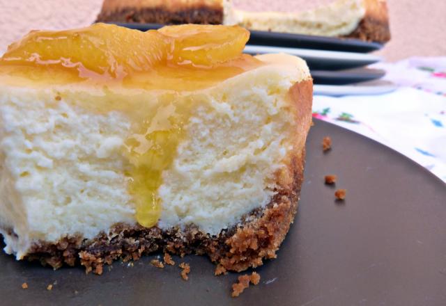 Cheesecake vanille, mangues caramélisées et spéculoos