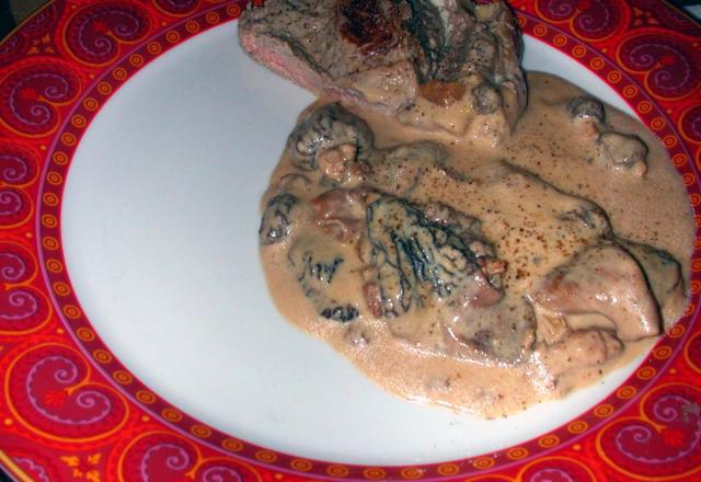 Côte de veau à la creme de morilles