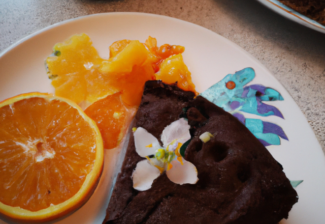 Gâteau au chocolat et fleur d'oranger