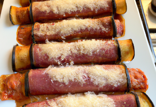 Cannelloni d'aubergines au jambon Serrano et parmesan