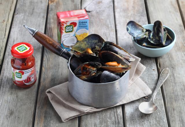 Moules au curry et crème de coco