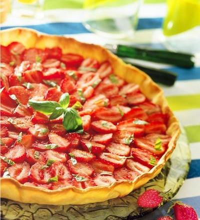 Tarte aux fraises et au basilic