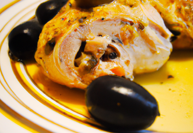 Poulet farci aux olives