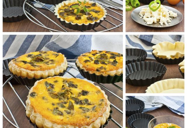 Tartelettes feuilletées au chèvre et aux champignons