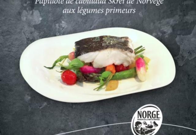 Papillote de cabillaud Skrei de Norvège aux légumes primeurs