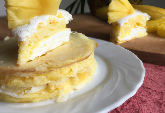 Gâteau de crêpes ananas et coco