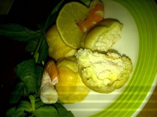 Choux aux crevettes et Cottage Cheese