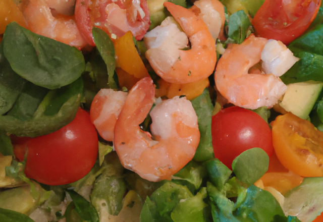 Salade cruditées et crevettes