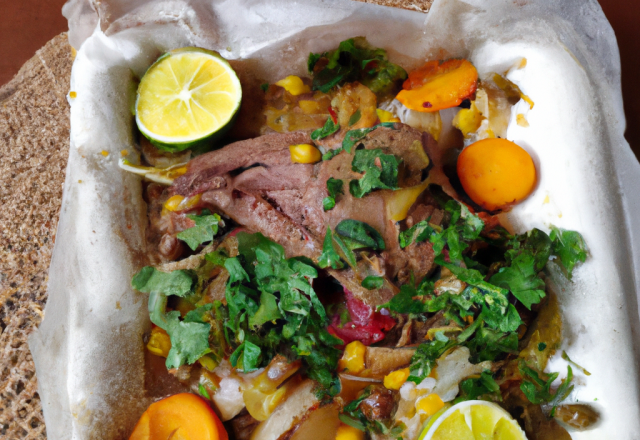 Papillote tagine de canard et petits légumes au citron confit et coriandre