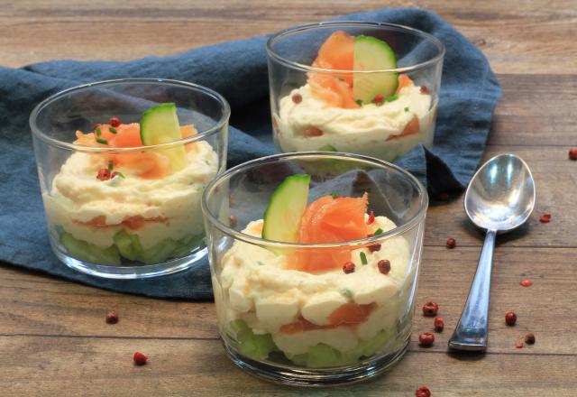 Tiramisù de saumon fumé au mascarpone et concombre