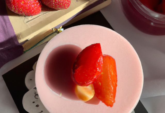 Mousse de fraise et confiture fraise litchi rose