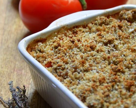 Tian provençal et son crumble de sardines à la Moutarde Forte