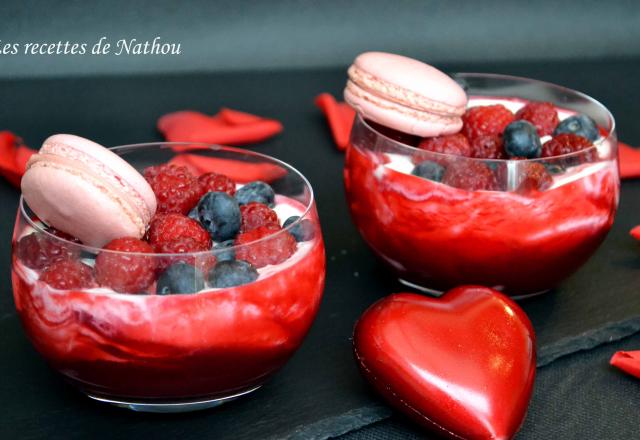 Verrines au yaourt grec et coulis de framboises