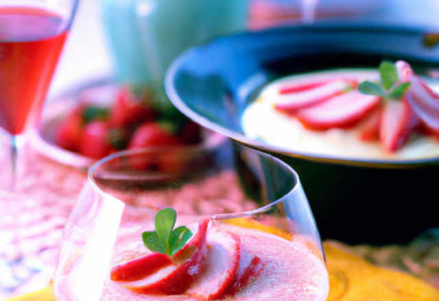 Sérac et gazpacho de fraises