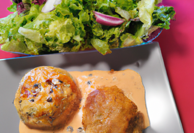 Souffles de montbelliard et sa salade sauce maroilles