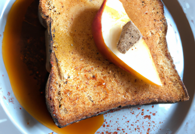 Foie gras sur son lit de poire et miette de pain d épice