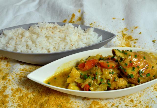 Curry de volaille minute, riz créole