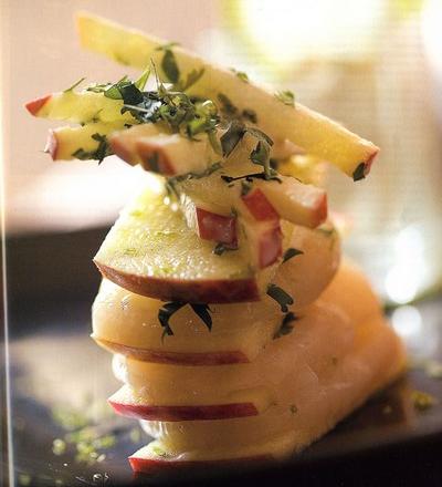 Noix de Saint-Jacques en mille-feuille et tartare