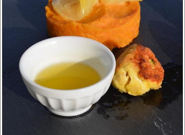 Boulette de dinde aux agrumes et sa purée de patate douce