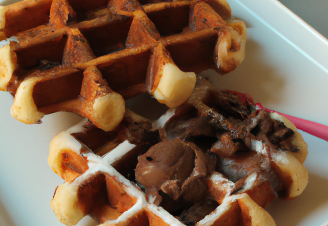 Gaufres croquantes au chocolat chaud et glacé