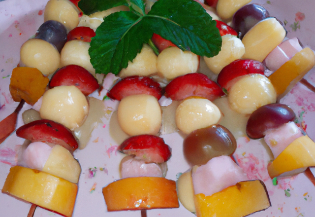 Brochettes de fruits frais gratinés au sabayon