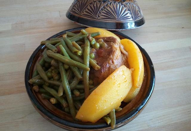 Tajine de veau aux petits pois et haricots