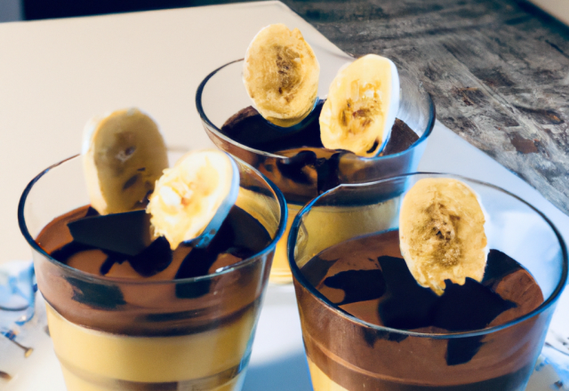 Verrines de mousse au chocolat à la banane