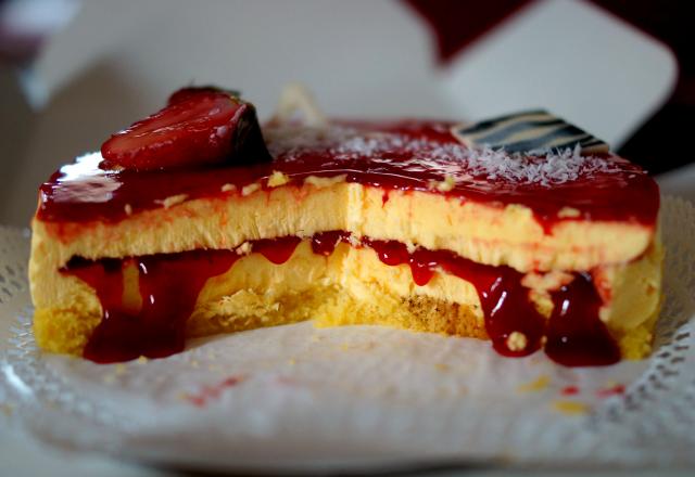 Cheesecake au coulis de fraises