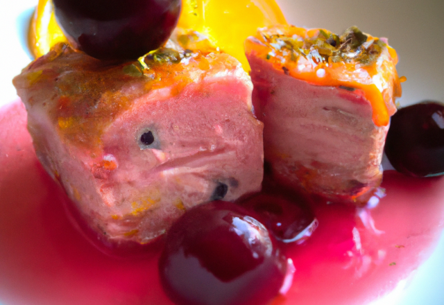 Terrine de saumon aux cerises et sa sauce citron