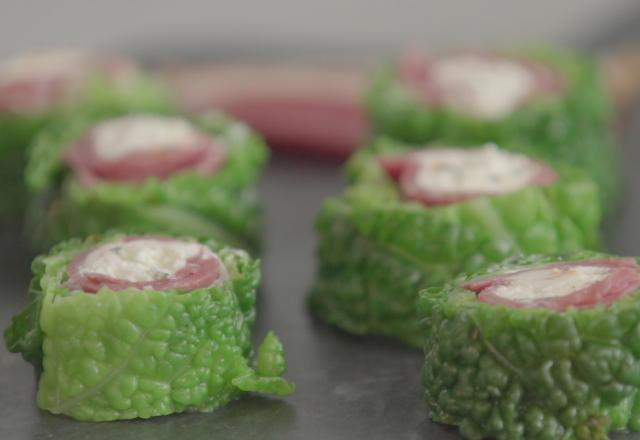 Maki de chou vert au Magret fumé et chèvre frais