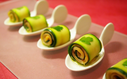 Rouleaux de saumon fumé aux courgettes