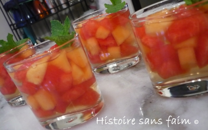 Verrine melon - pastèque en gelée des Charentes