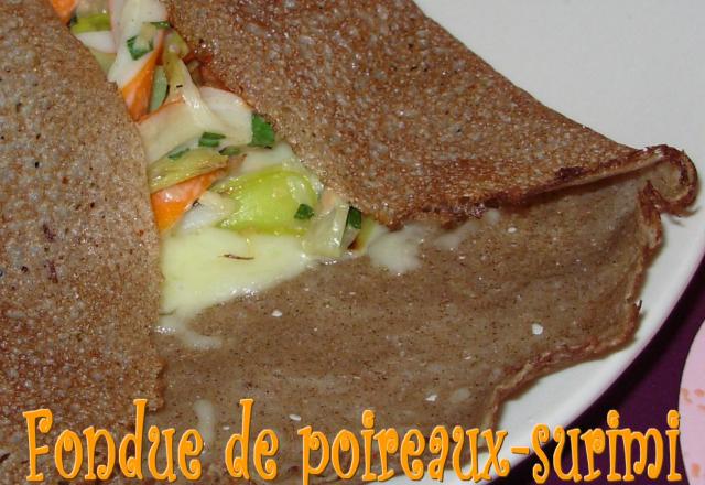 Galette à la fondue de poireaux et au surimi