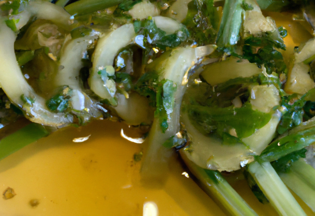 Jeunes Poireaux, vinaigrette d'herbes potagères