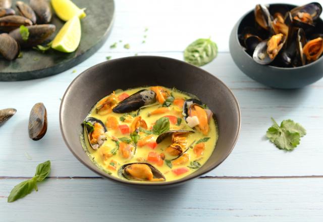 Moules à la crème de coco et à la citronnelle