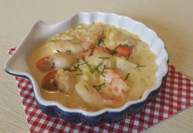 Matelote de St Jacques et gambas au thermomix