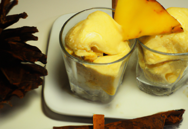 Coupe d'ananas tiède aux épices, glace à la vanille