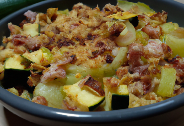 Crumble aux courgettes et aux lardons