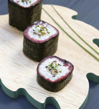 Maki carpaccio shitake ciboulette