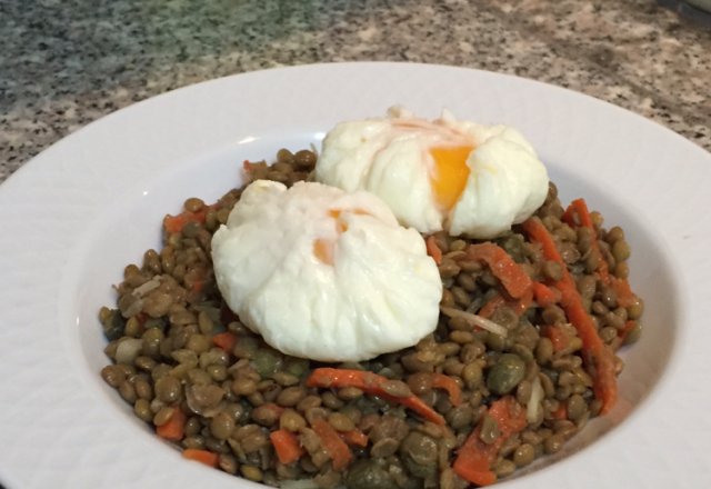 Salade de lentilles et saumon fumé