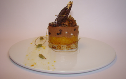 Entremet Xocoméli, clémentine et pain d'épices