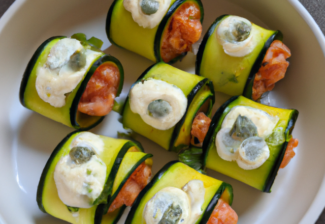 Courgettes farcies saumon et kiwi au chèvre