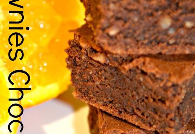 Brownies chocolat, orange, praliné, amandes