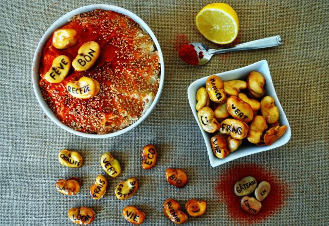 Houmous de fèves et fèves frites