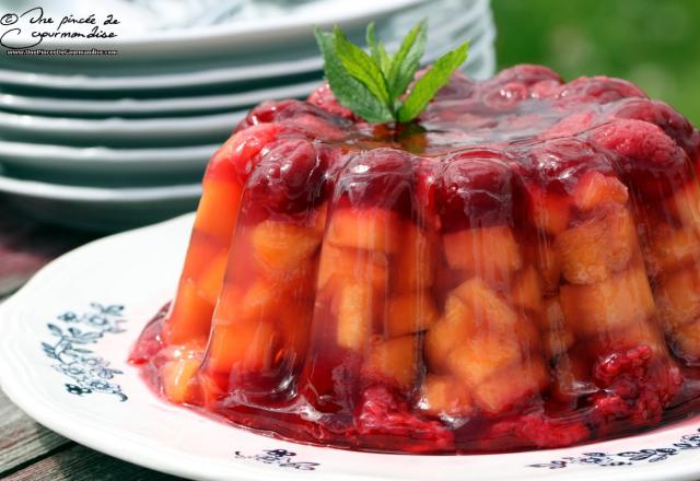 Aspic de melon, framboise et cerise