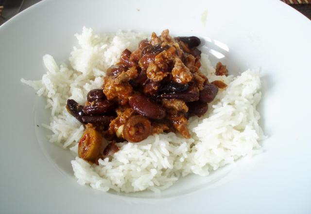 Chili con carne et son riz basmati