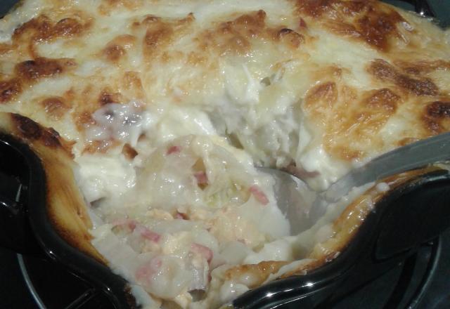 Gratin de chou chinois jambon et mozzarella