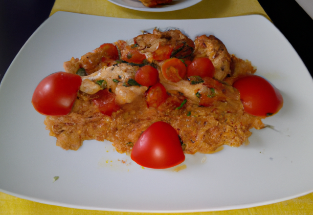 Emincé de dindonneau à la tomate et au blé